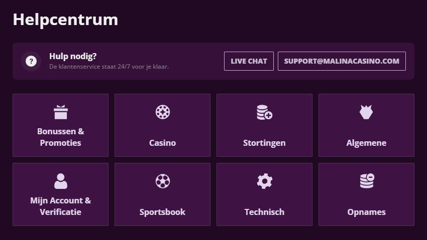 Malina Casino Help-Centre