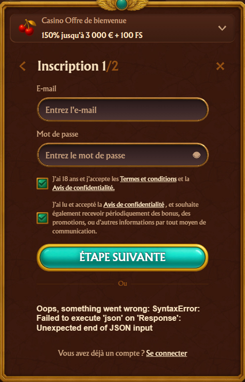 AmunRa Casino BE Register