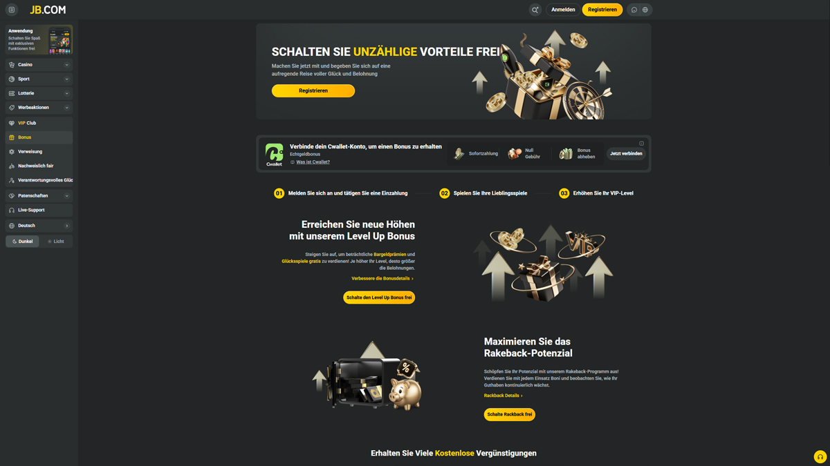 JB Casino BE Bonuses