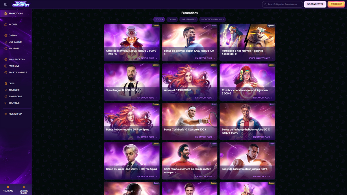 NovaJackpot Casino Bonuses