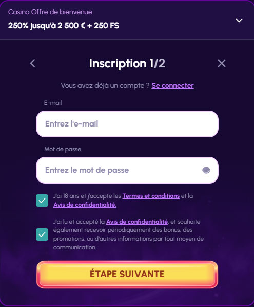 NovaJackpot Casino Register