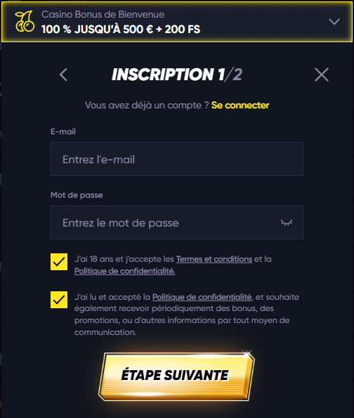 QuickWin Casino Register