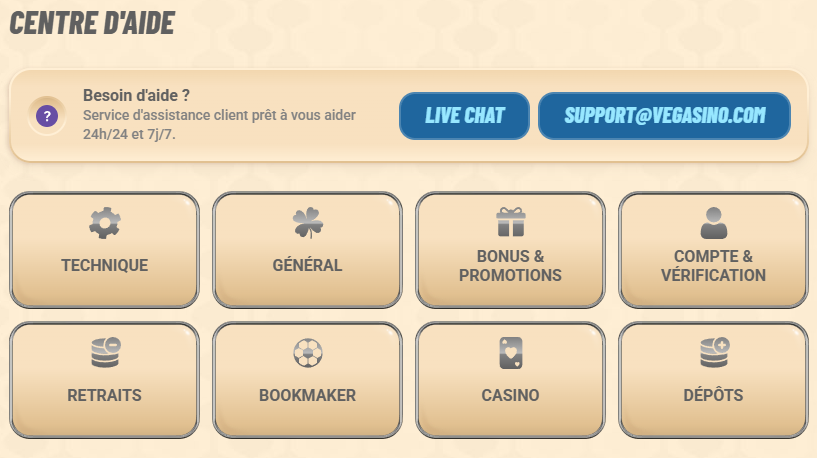 Vegasino Casino Help-Centre