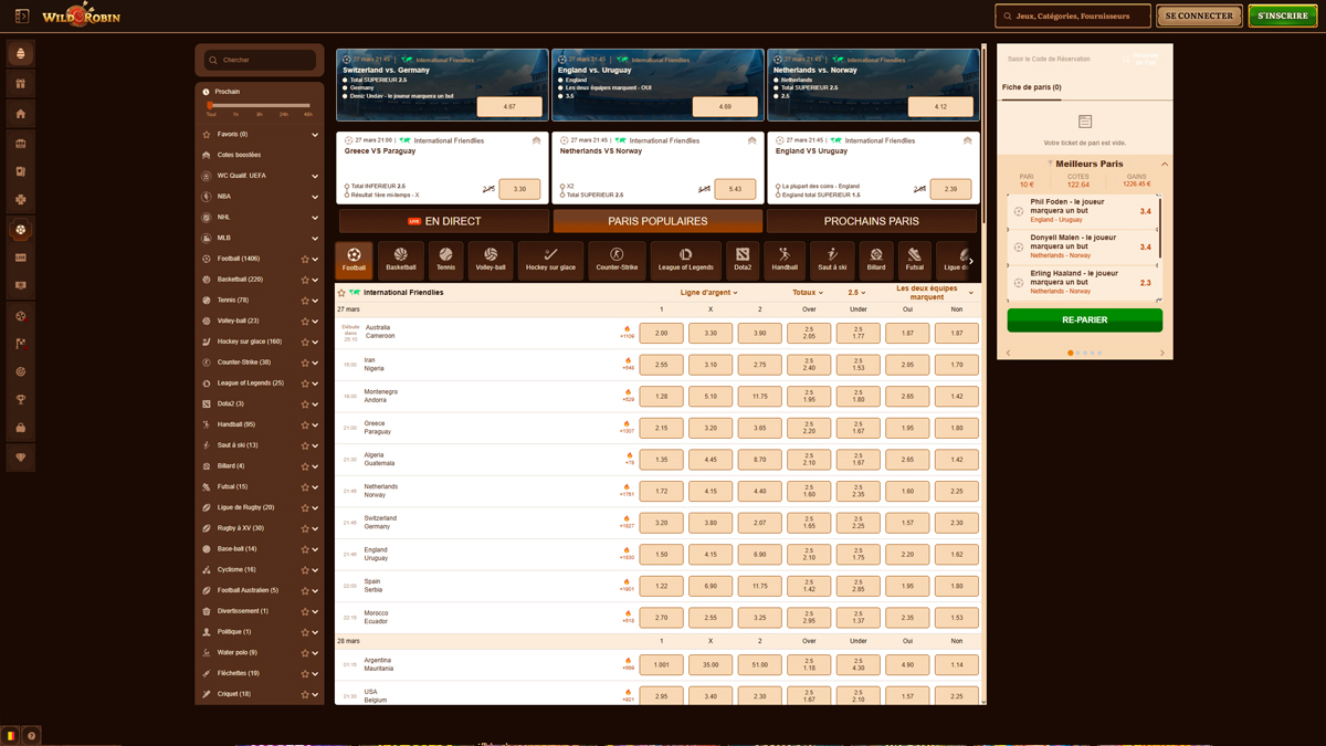 WildRobin Casino Sportweddenschappen