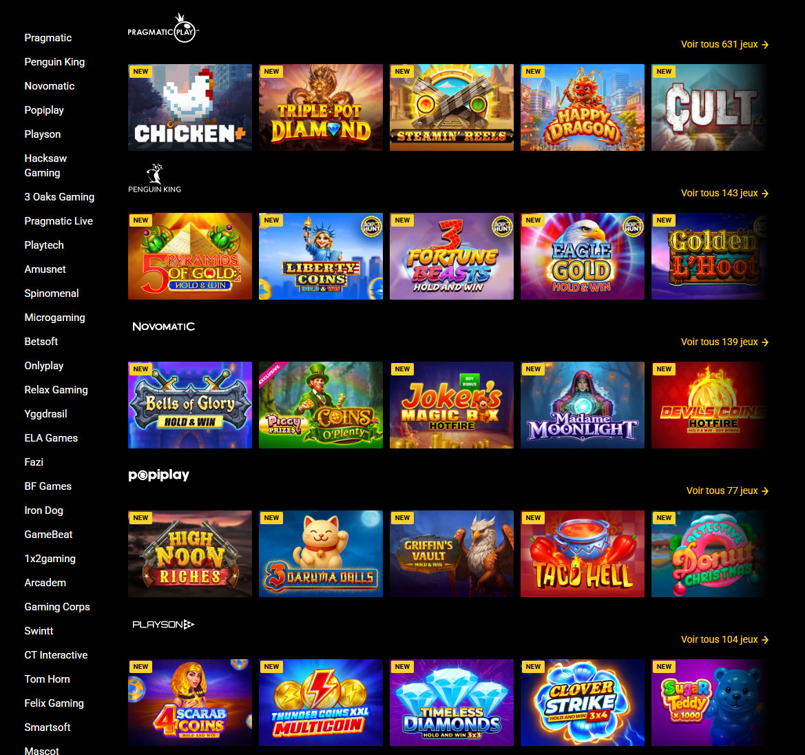 Zet Casino Providers