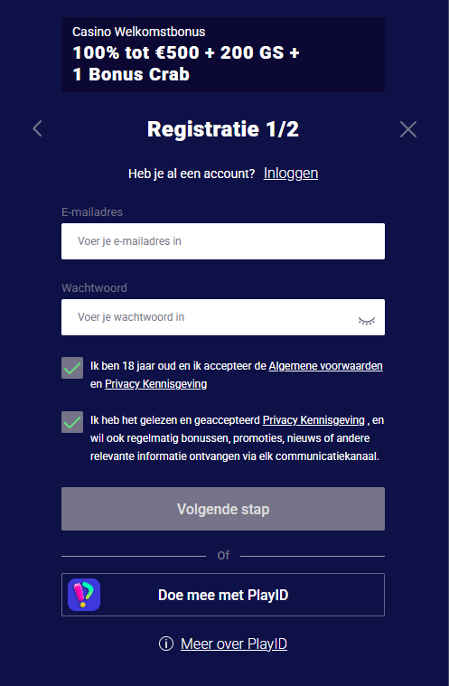 Frumzi Casino BE Register