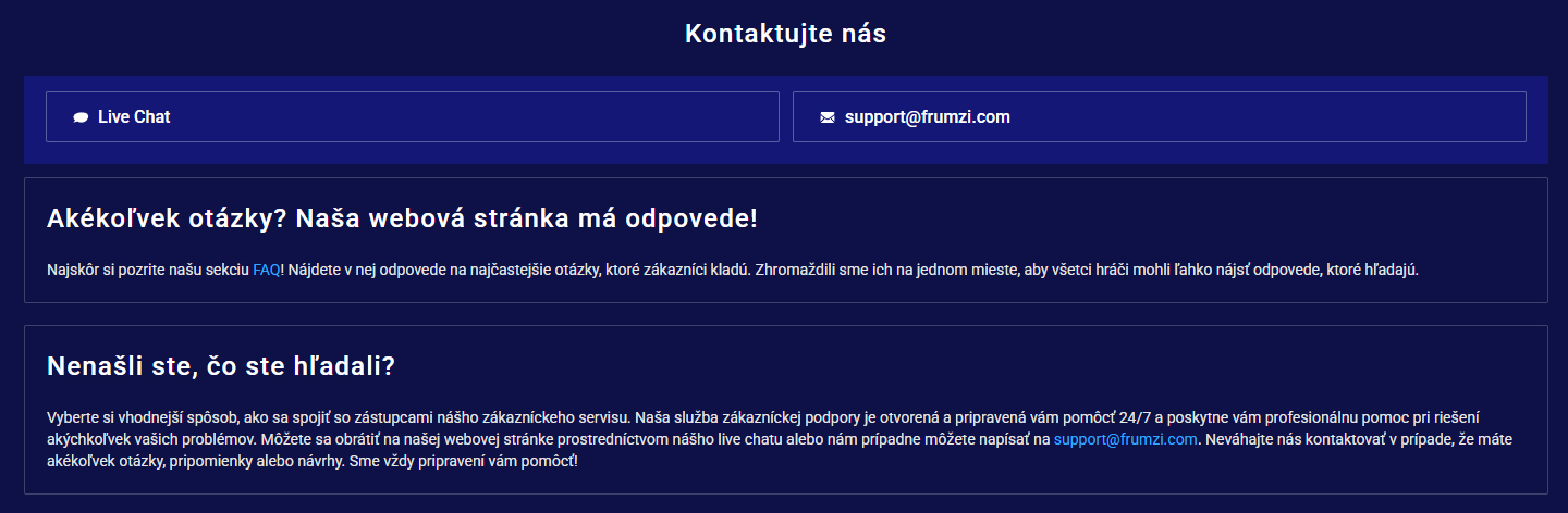 Frumzi Casino Helpcentrum