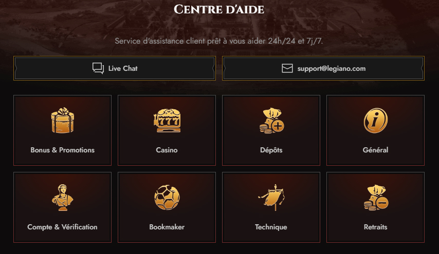 Legiano Casino Help-Centre