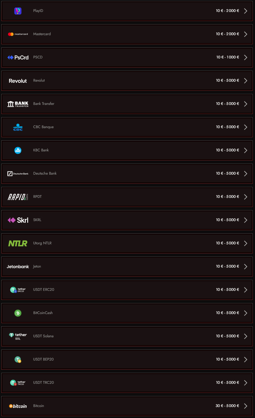 Legiano Casino Payments