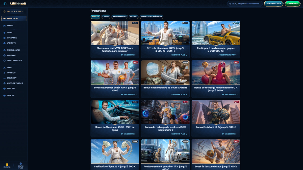 Millioner Casino Bonuses