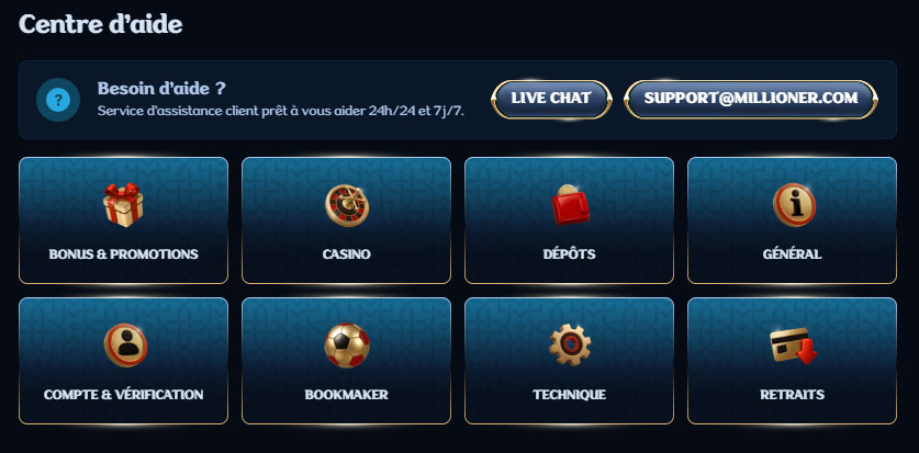 Millioner Casino Help-Centre