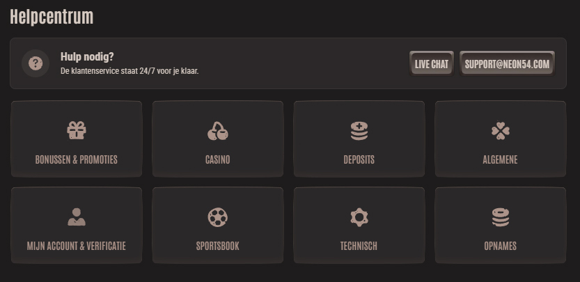 Neon54 Casino Help-Centre