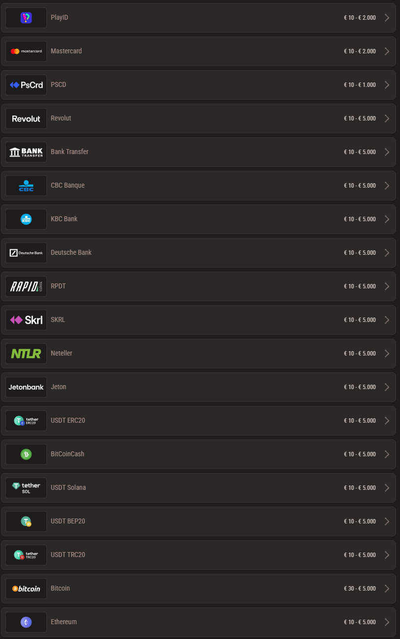 Neon54 Casino Payments