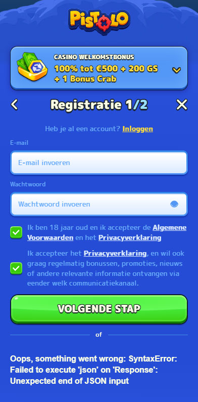 Pistolo Casino Register