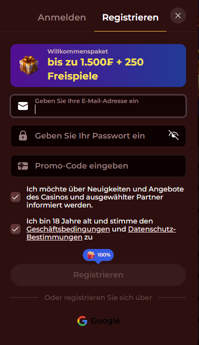 Roman Casino Register