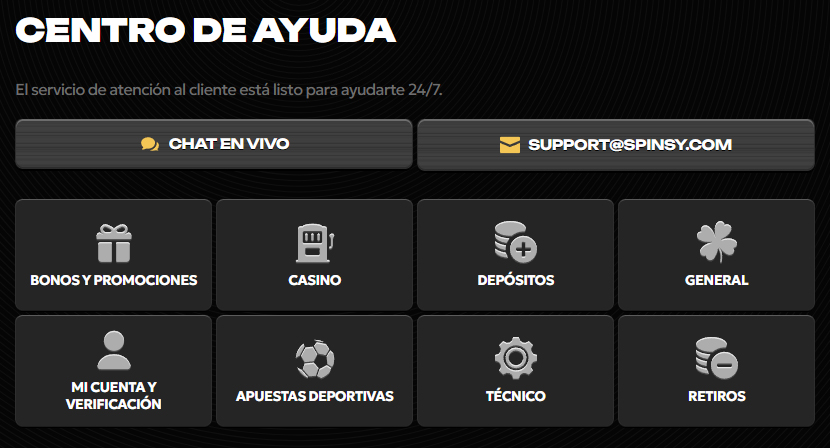 Spinsy-Casino-Chile-help-Centre