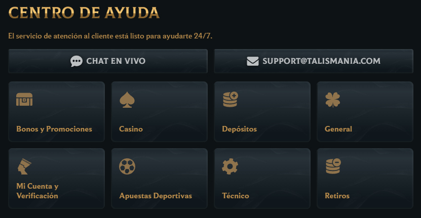 Talismania-Casino-Chile-Help-Centre