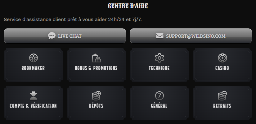 Wildsino Casino Helpcentrum