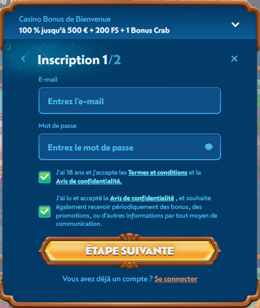 Winbay Casino Register