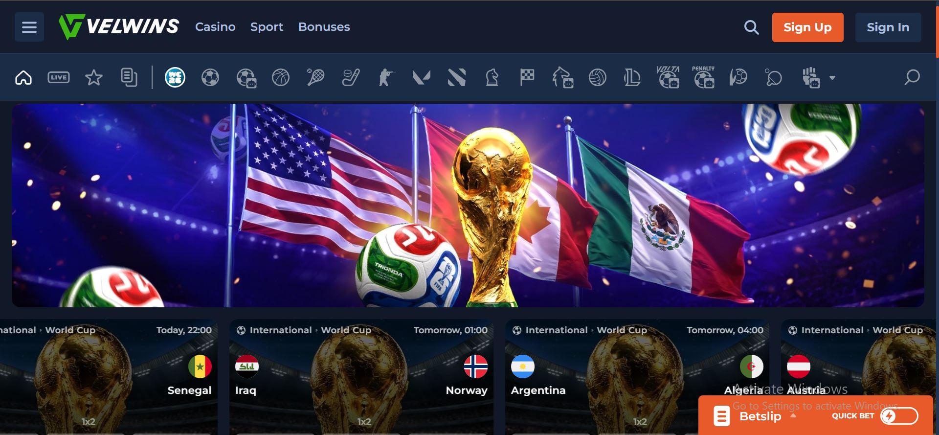 velwins casino sports betting