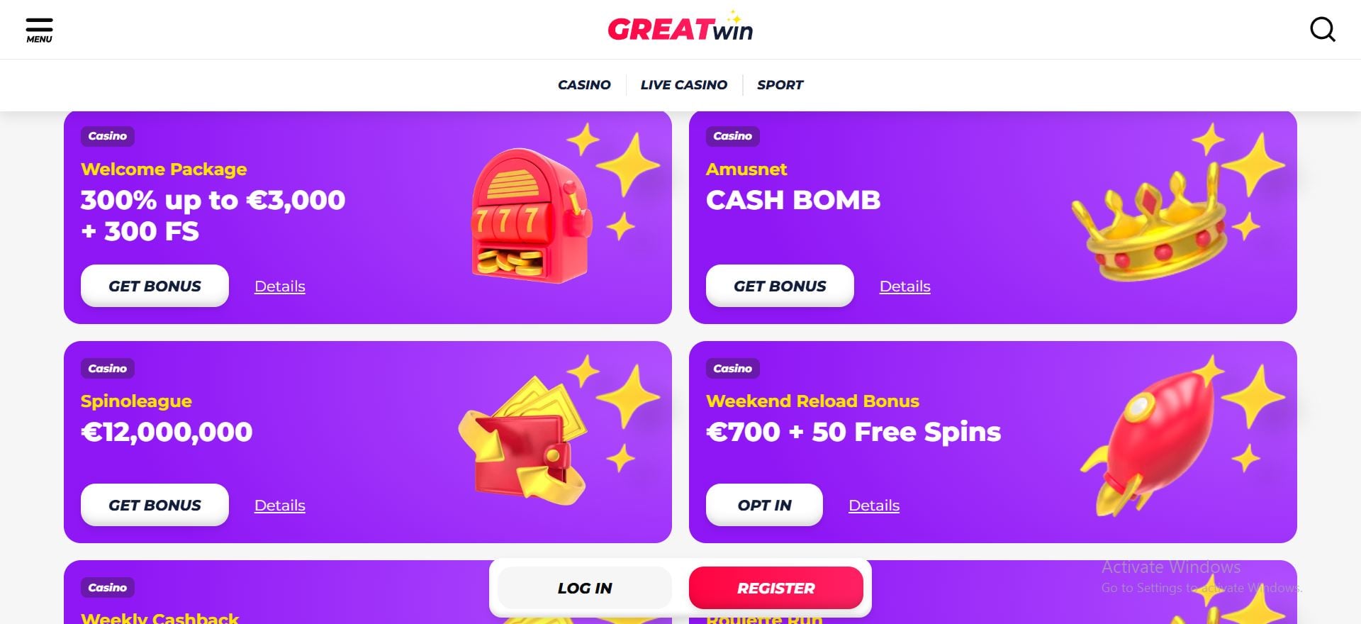 greatwin casino promoties
