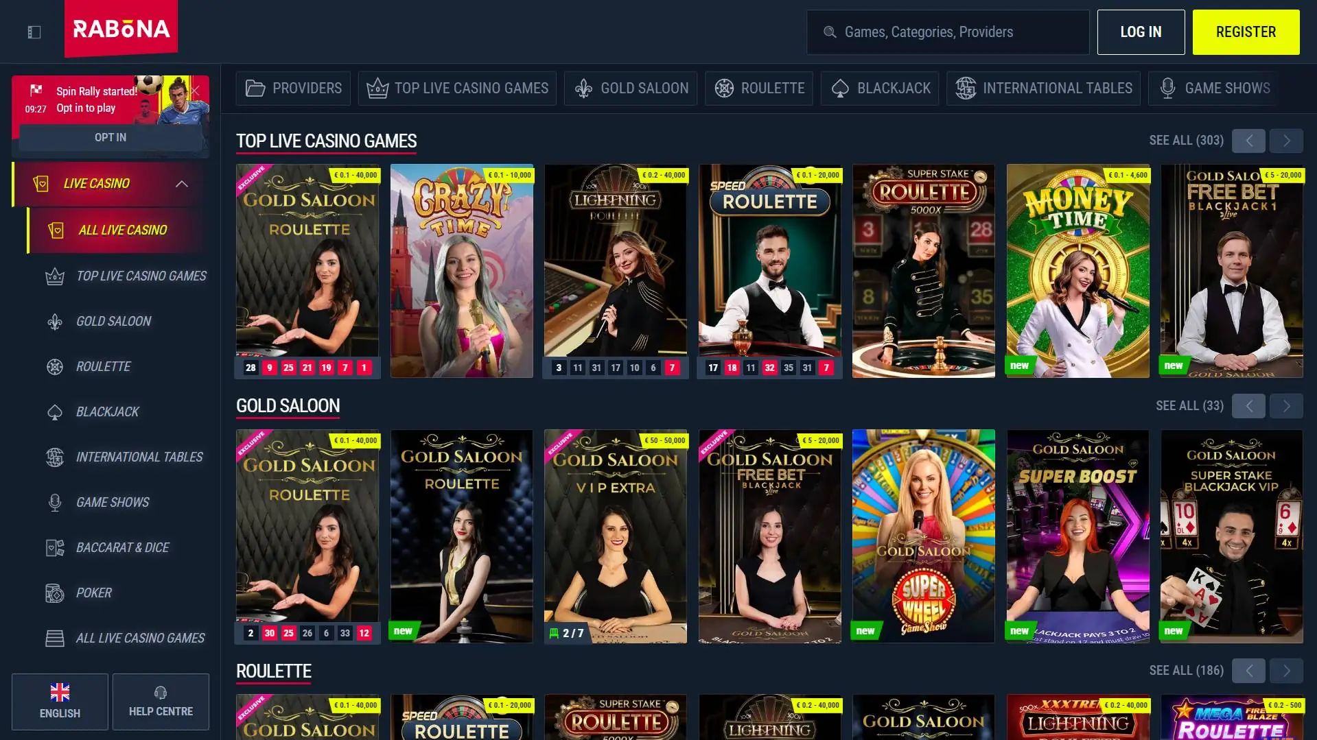 Rabona Live Casino