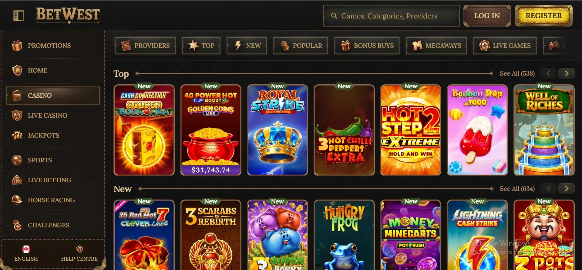 betwest casino slot games