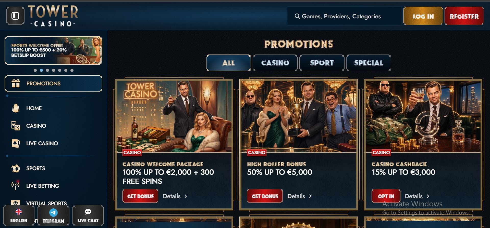 tower casino promoties
