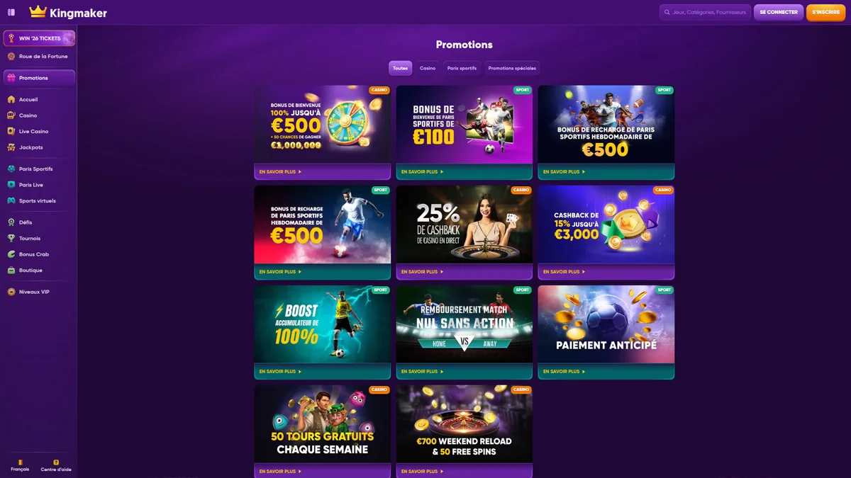 Kingmaker Casino Bonuses