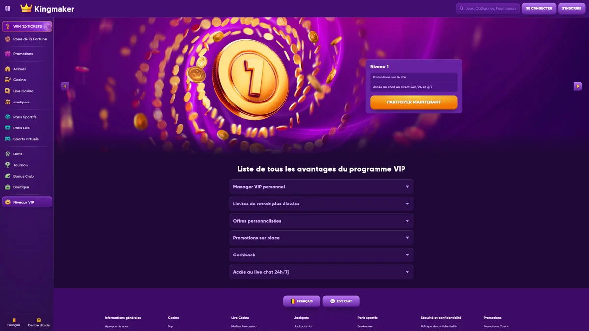 Kingmaker Casino VIP