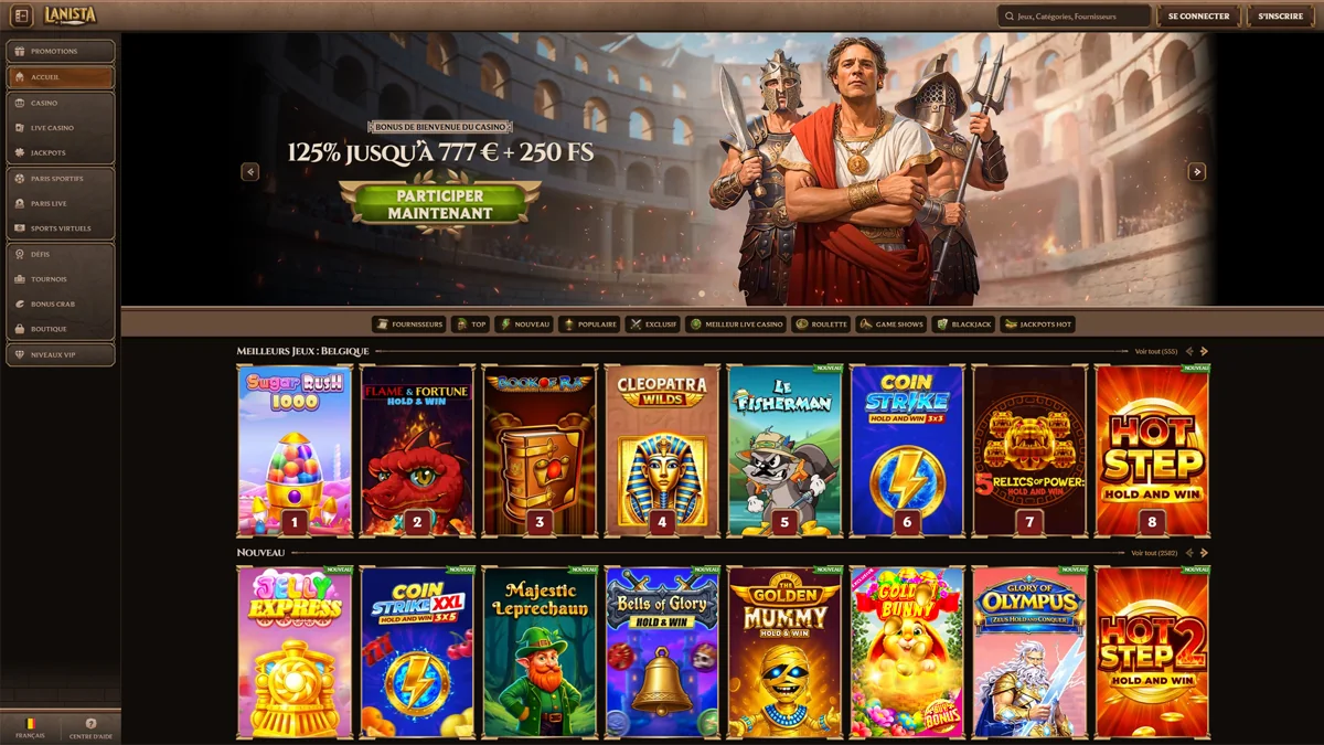 Lanista Casino Homescreen
